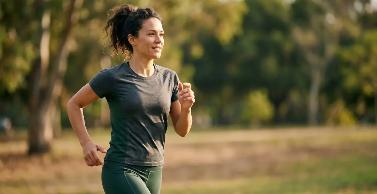 Person experiencing natural vitality through mindful movement outdoors