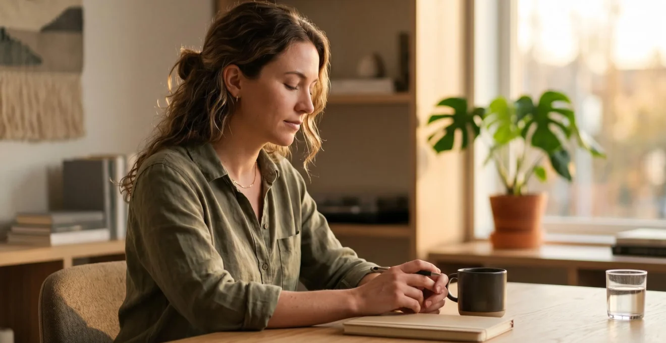A person in a state of mindful awareness demonstrating focused presence and mental clarity
