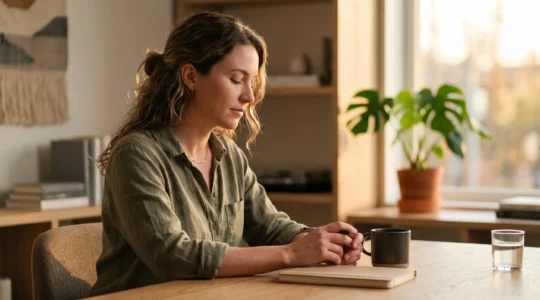 A person in a state of mindful awareness demonstrating focused presence and mental clarity