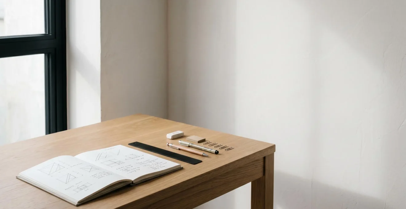Professional designer workspace showcasing design principles through clean composition and intentional layout
