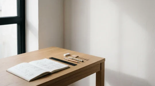 Professional designer workspace showcasing design principles through clean composition and intentional layout